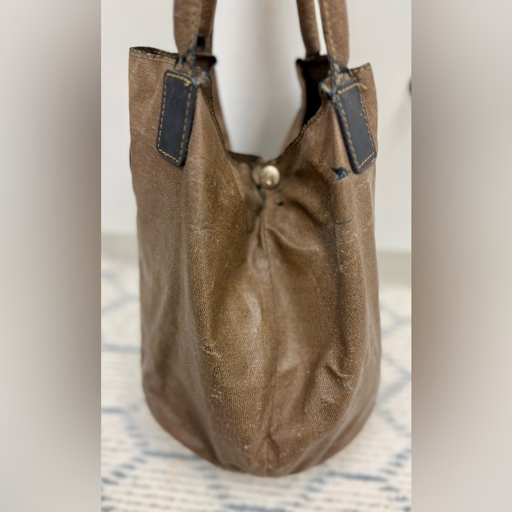 FENDI Vintage Rare Roma 1925 Brown Coated Canvas Palazzo Bucket Tote Handbag - Picture 3 of 16